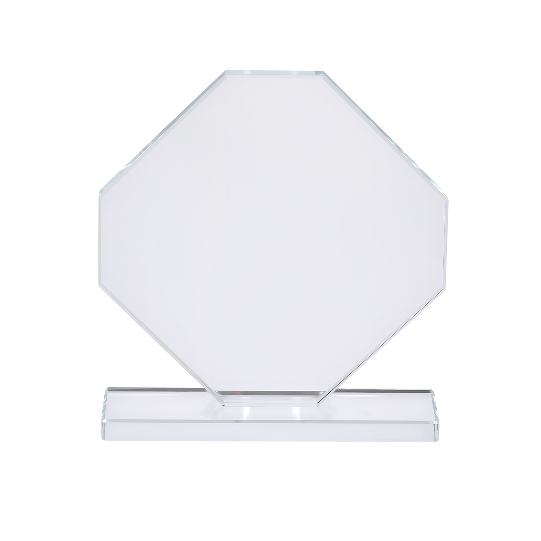 Octagonal Glass Trophy - Great Chart printed with logo
