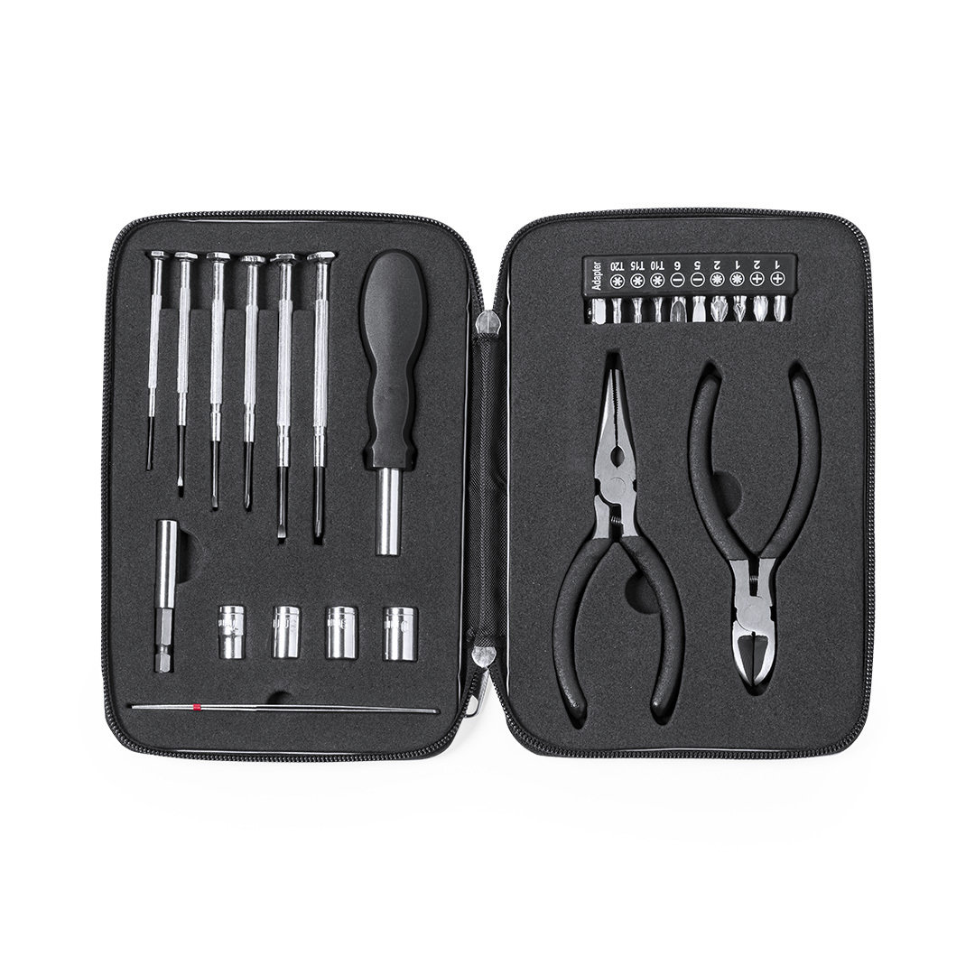 This is a set of 25 tools stored in an aluminum box with an EVA interior. The brand of the tools is Shapwick. - Four Marks