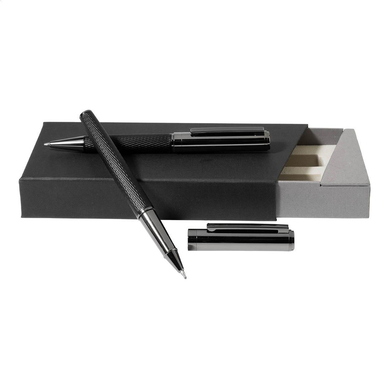 Losange André Philippe metal ballpoint and roller pen set with logo printed with logo