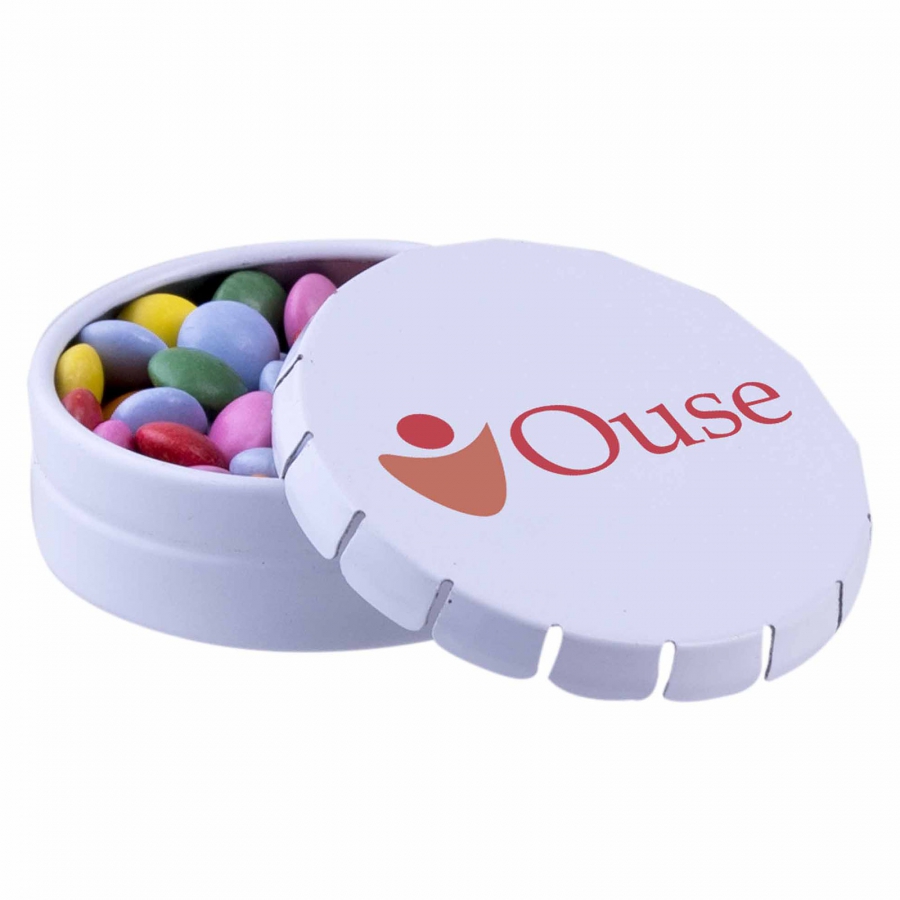 Bedruckte Mini Clic-Clac-Dose mit Schokolade - Lauscha