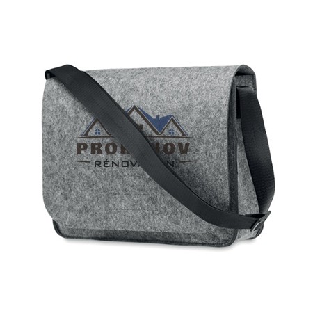 This is a messenger bag made from recycled PET felt, named 'Ramsbury'. - Haigh