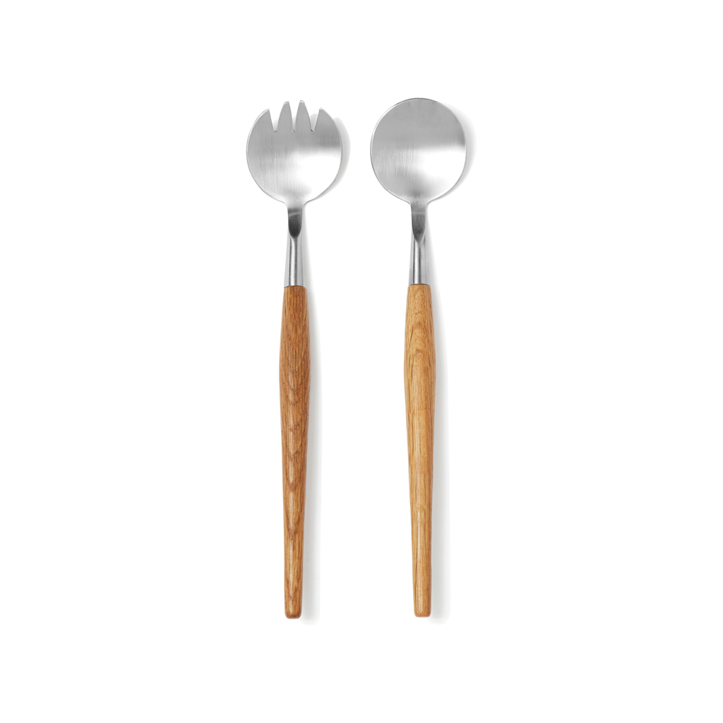 Scandinavian Style Steel Serving Cutlery with Oak Handles - Rattray