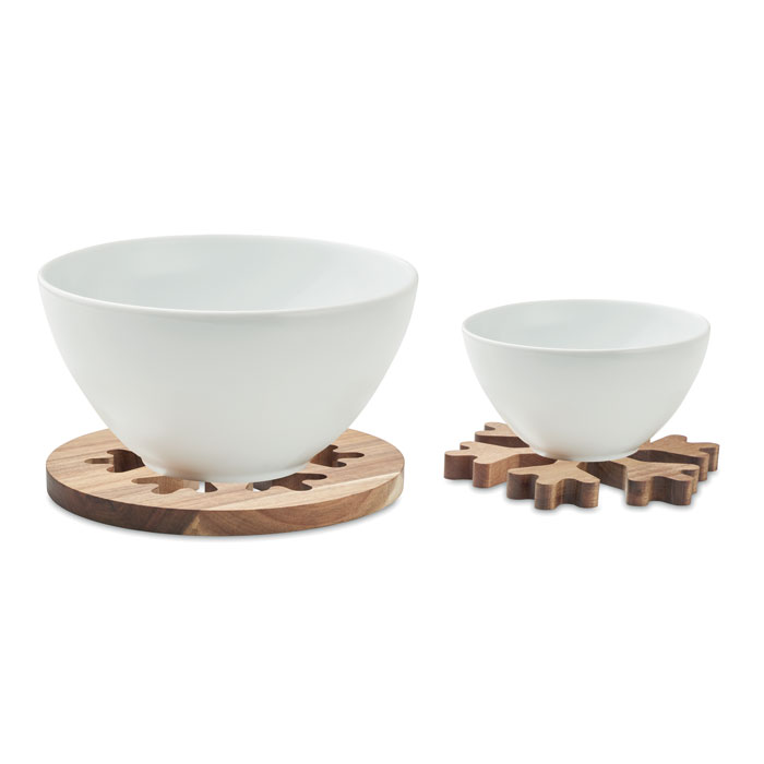 Acacia wood snowflake-shaped soup holder - Little Missenden - Little Chart