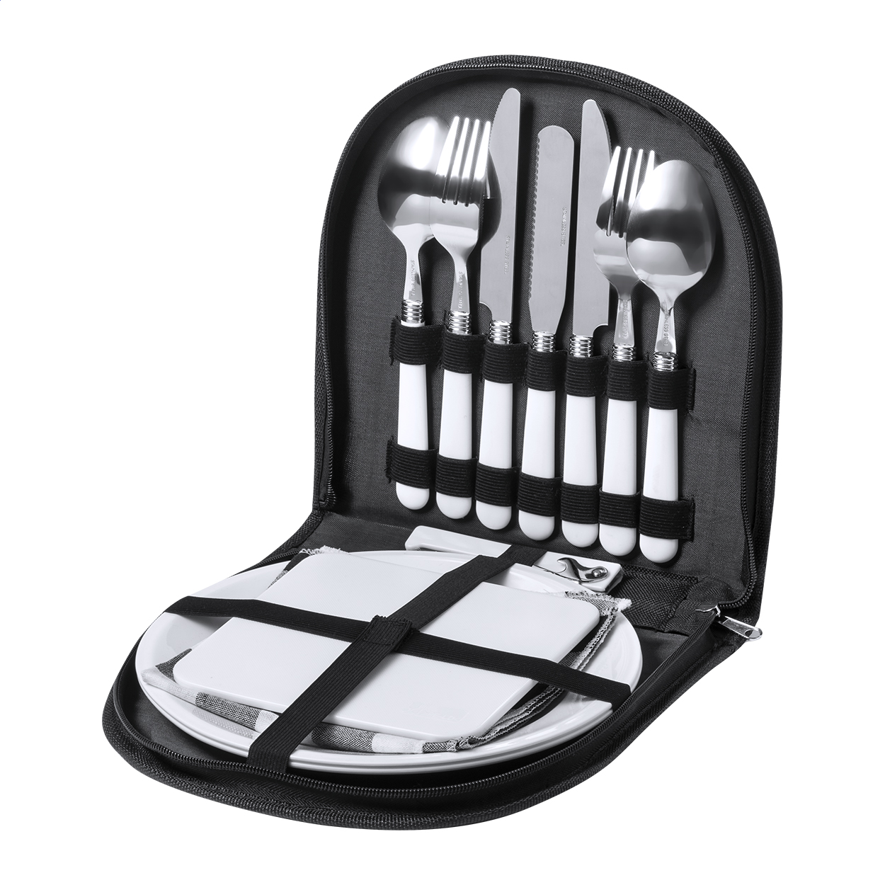 Pikken 13 piece picnic set for 2 in zipped RPET carry case with logo