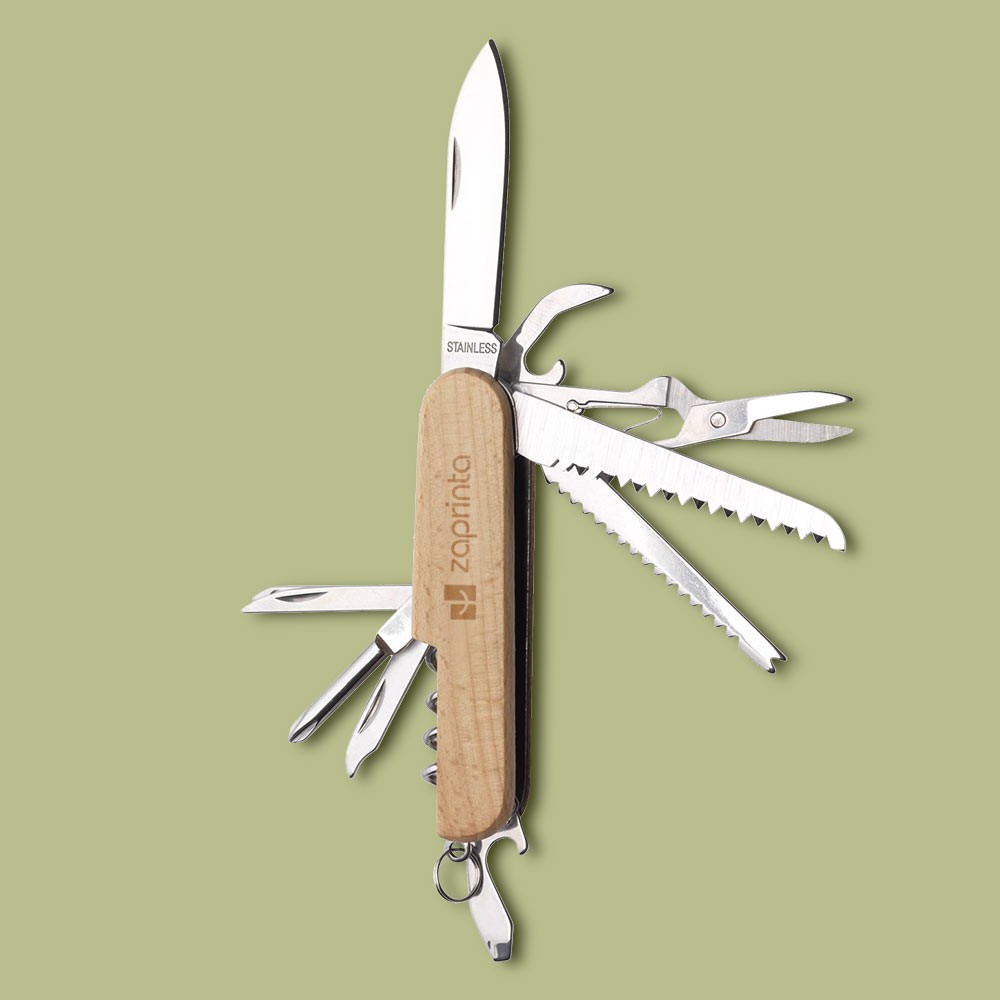 8-Piece Multifunction Pocket Knife with Beechwood Handle - Childswickham