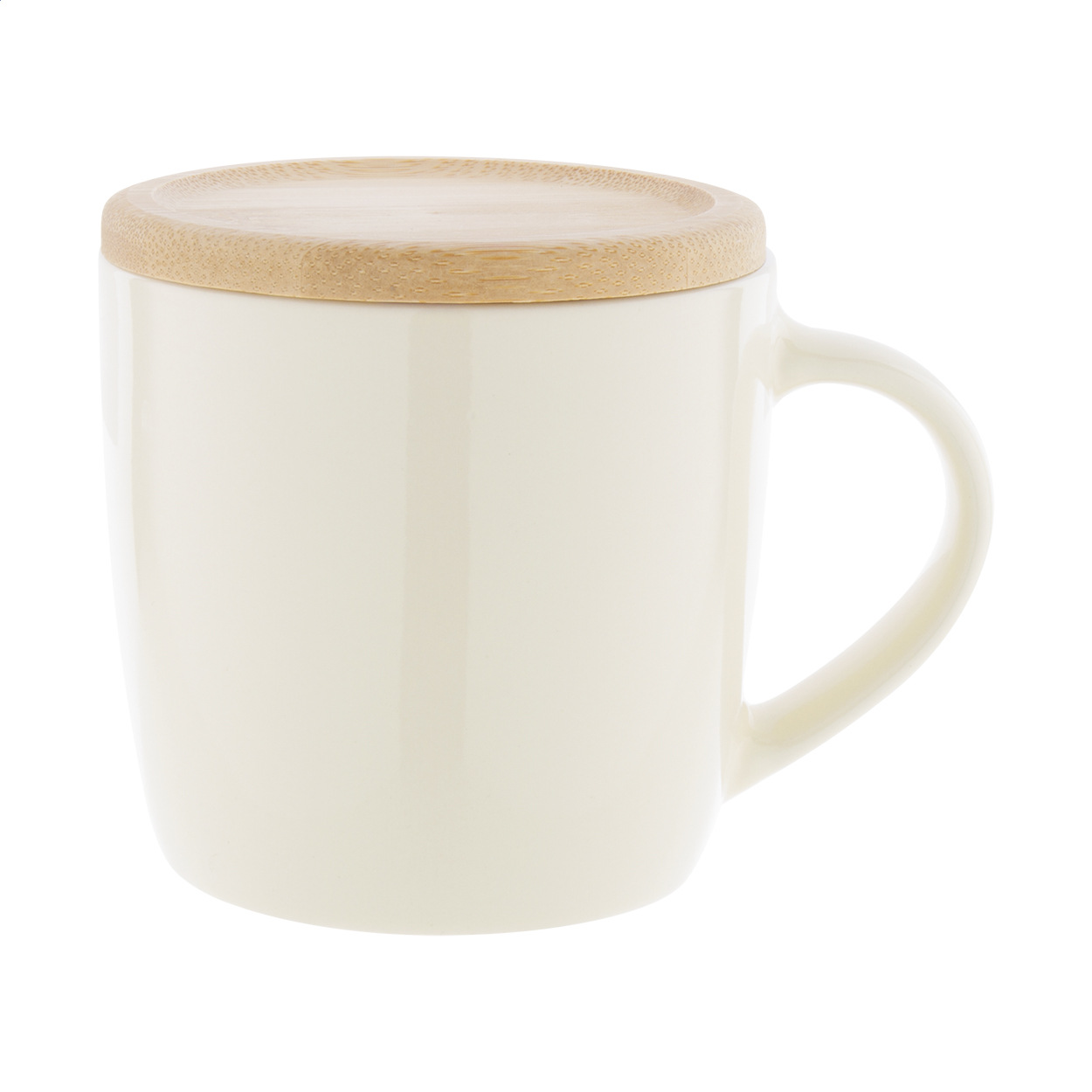 Hemera Plus coloured ceramic mug with bamboo coaster, 370 ml, with logo printed with logo
