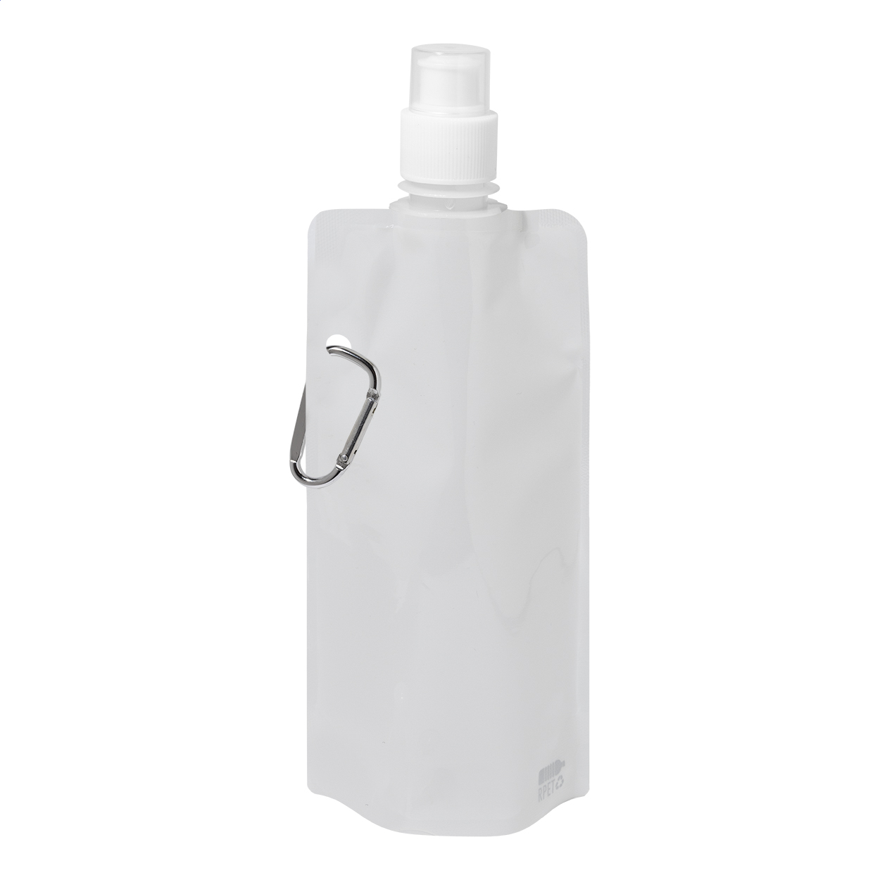 Carabol faltbare RPET-Trinkflasche mit Karabiner, 500 ml, mit Logo bedrucken mit Logo