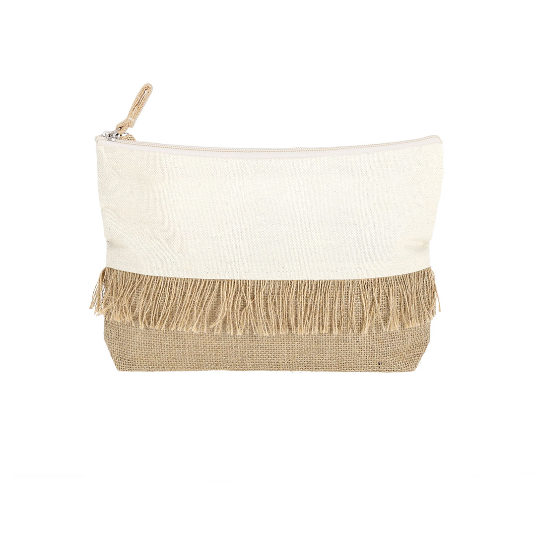 Fringed Jute-Cotton Toiletry Bag - Abbots Langley