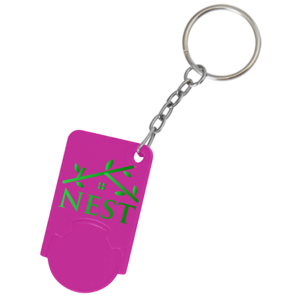 Keychain with a colorful and fun design that comes with a detachable coin. - Marchwood