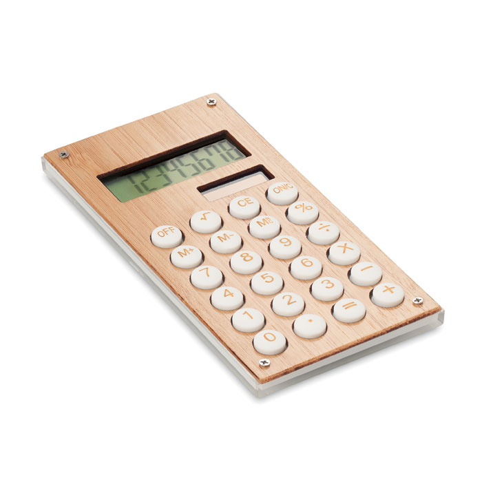 Dual Power 8-Digit Calculator with Bamboo Case - Hadlow