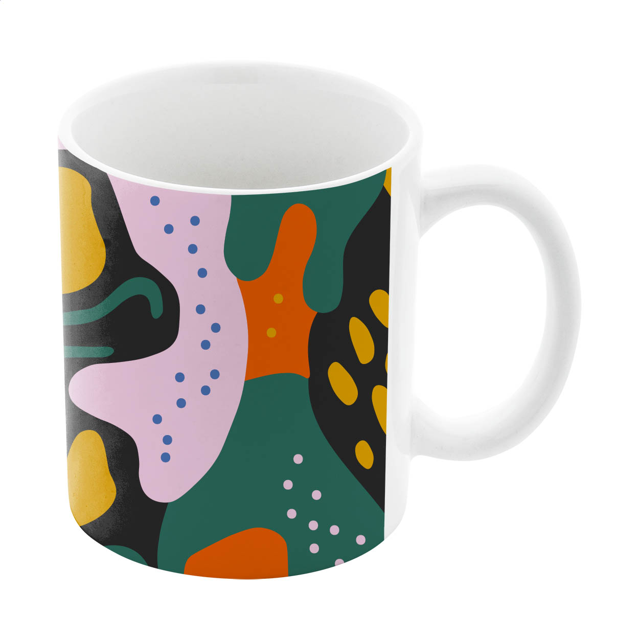 MultiColour 300 ml white ceramic sublimation mug with logo printed with logo