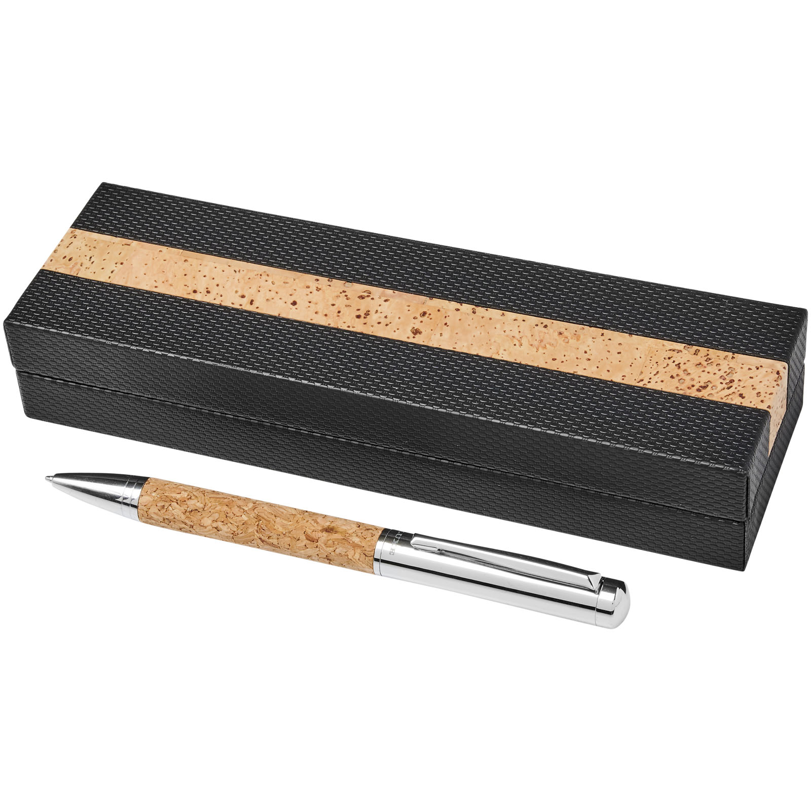 This product is a twist action ballpoint pen that features details made of cork. - Cromer