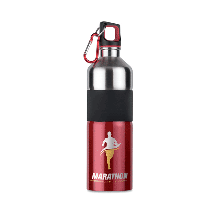 Bottle d'eau en acier inoxydable bicolore avec mousqueton et poignée en caoutchouc 750ml - Bamber Bridge