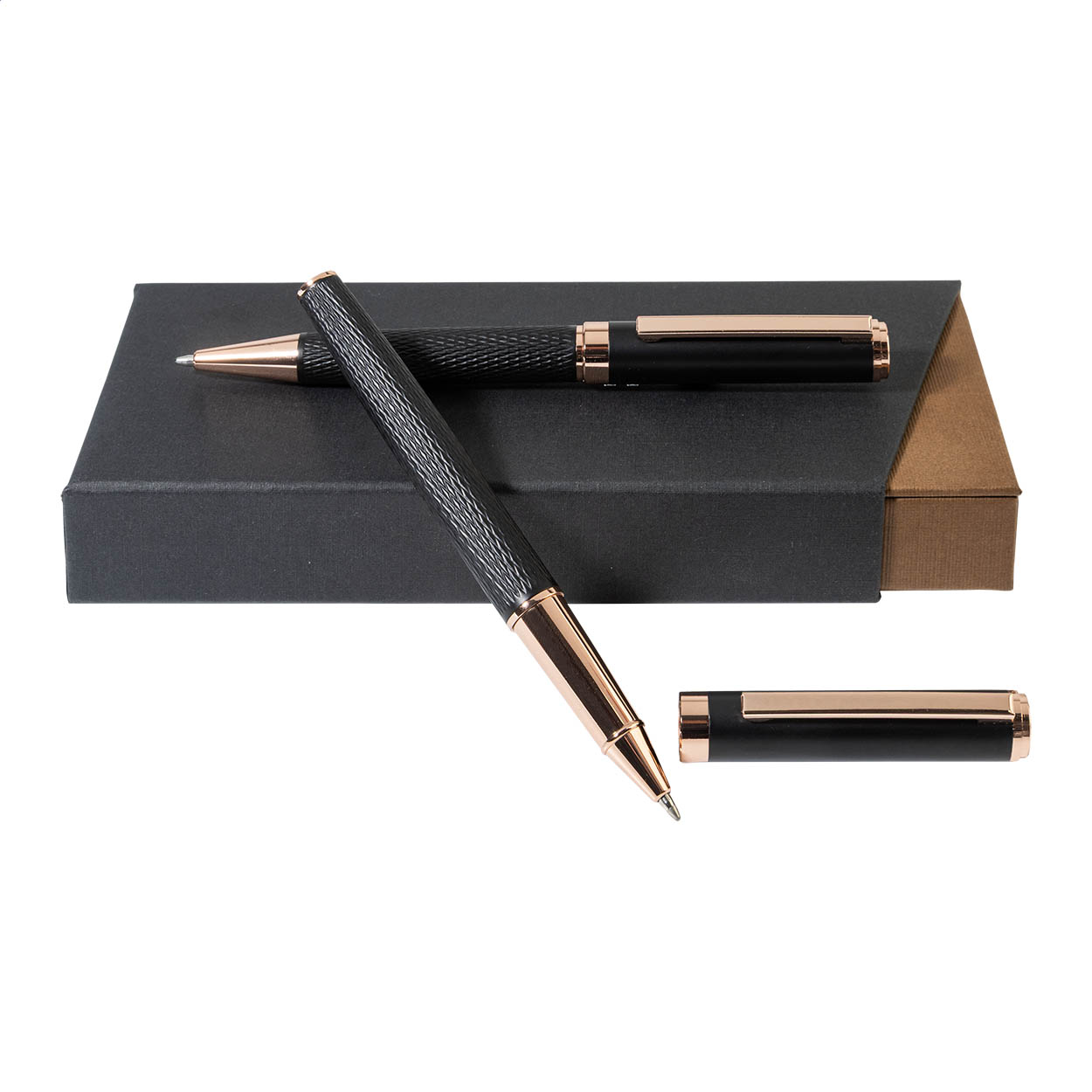 Orrose André Philippe metal ballpoint and roller pen set with logo printed with logo