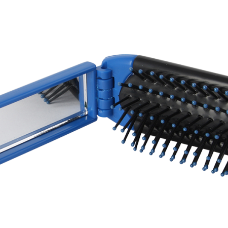 This is a brush that can be folded for easy storage and portability. It also comes with a built-in mirror, making it a perfect compact solution for on-the-go grooming and touch-ups. - Alderbury