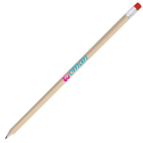 Natural Finish Wooden Pencil with Colorful Eraser - Glencoe