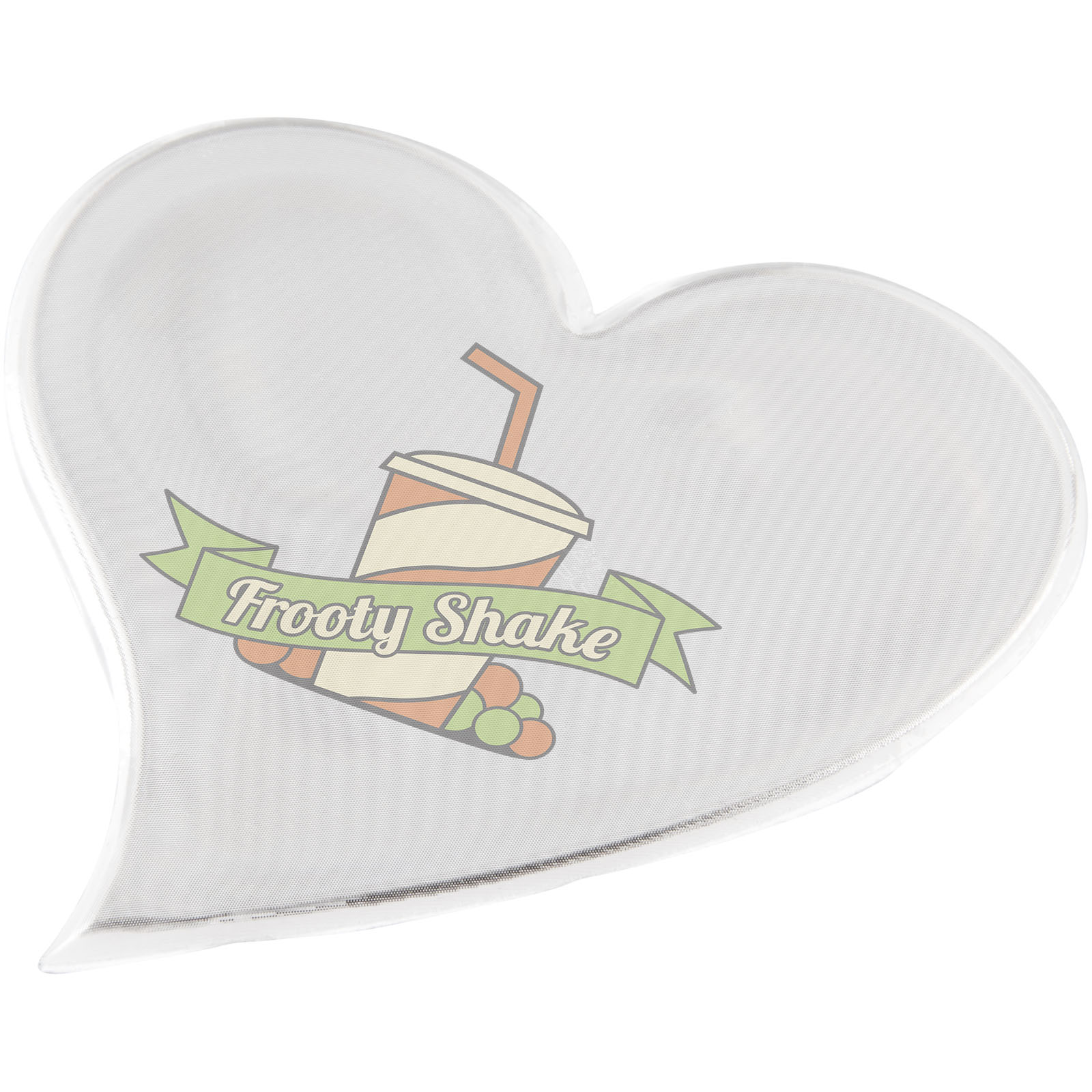 RFX™ S-12 large heart reflective PVC sticker with logo printed with logo