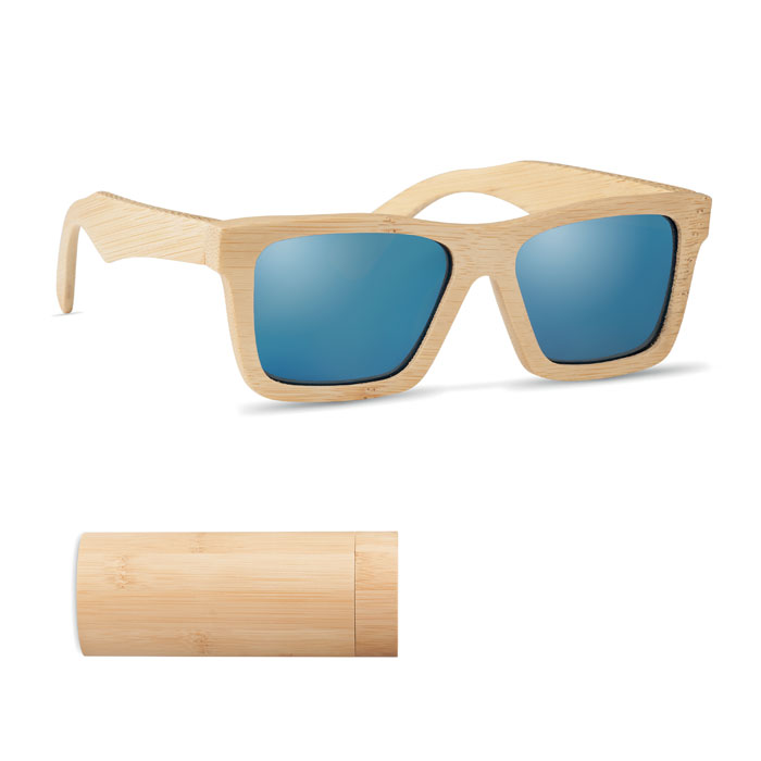 Gafas de sol de bambú con lentes de espejo de colores - Waterside