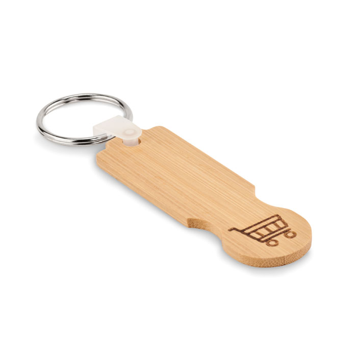 Bamboo key ring with euro token - Battle