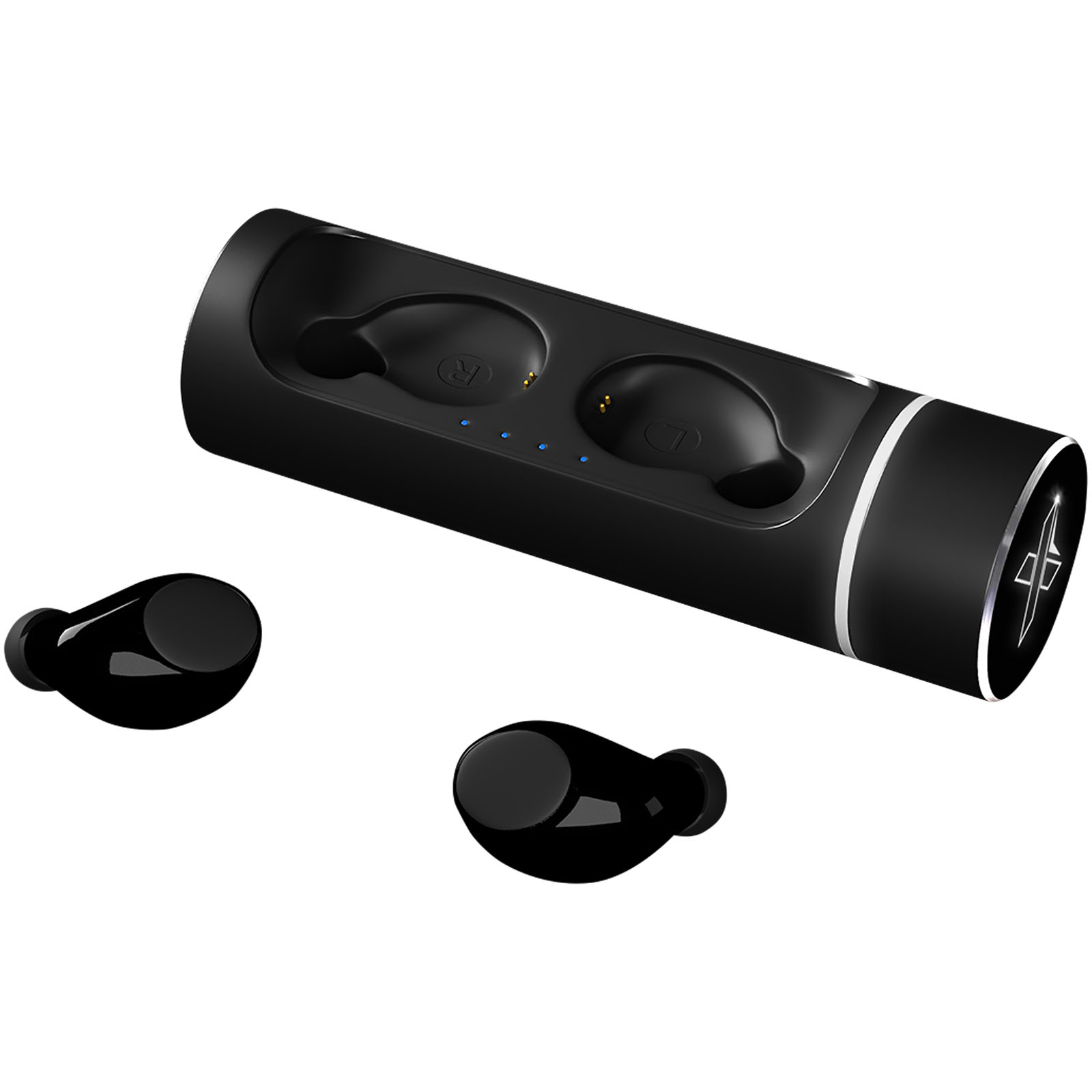 Premium Sound Wireless Earbuds with Rechargeable Metal Base and Light-Up Logo - Hartland