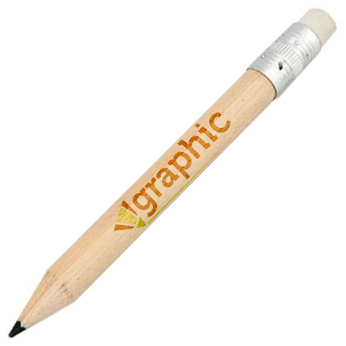 Natural Finish Wooden Mini Pencil with Eraser - Ibstock