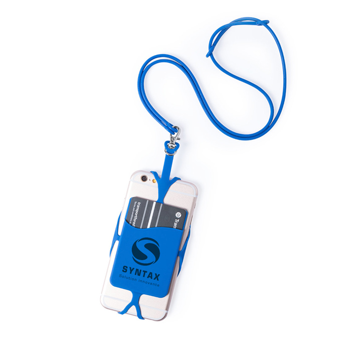 Silicone Lanyard Smartphone Holder with Card Pocket - Bacton