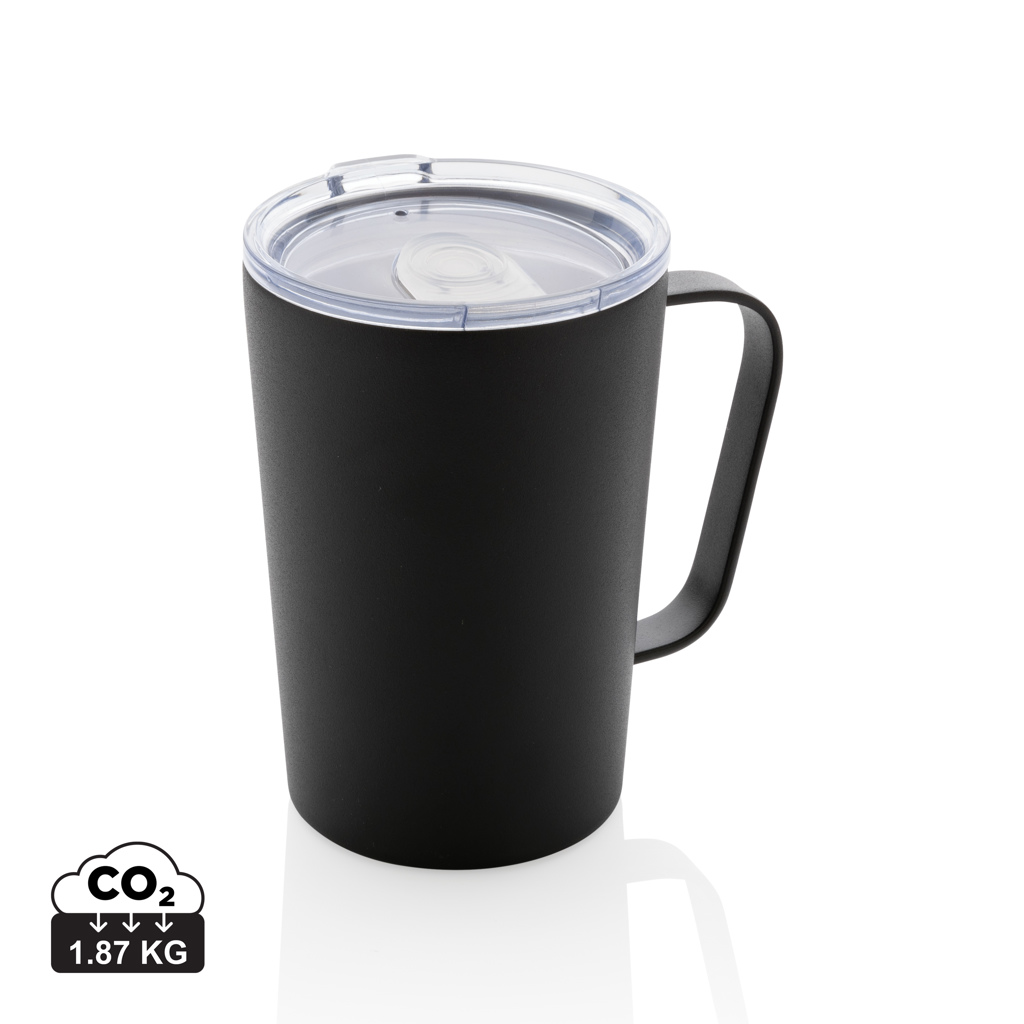 Recycled Stainless Steel Modern Mug with Spill-Resistant Lid - Slough