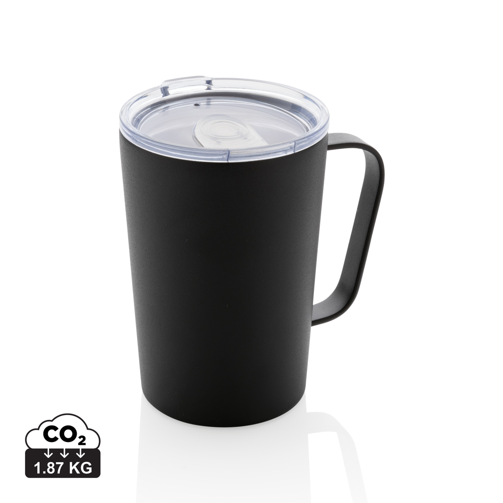 Recycled Stainless Steel Modern Mug with Spill-Resistant Lid 420ml - Slough