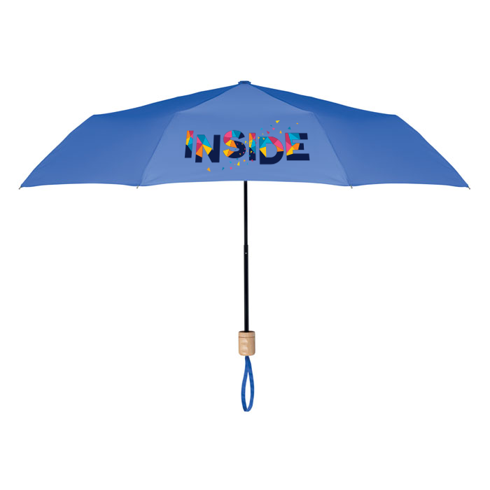 Foldable 21 Inch Manual Open Umbrella with Wooden Handle - West Goscote