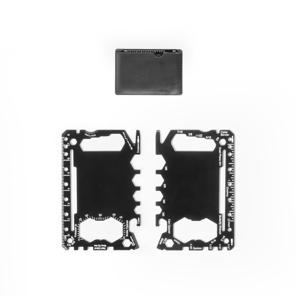 PEEBLES. Stainless steel multifunctional card with 8 functions