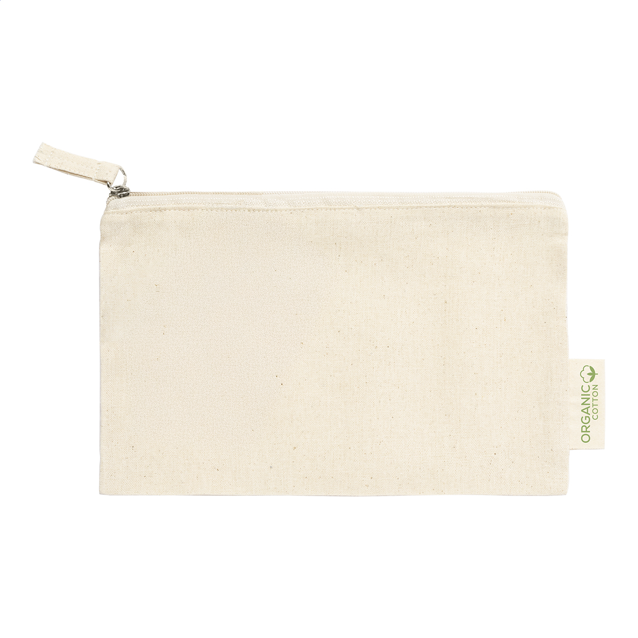 Flora organic cotton cosmetic bag, 180 g/m², with label and logo