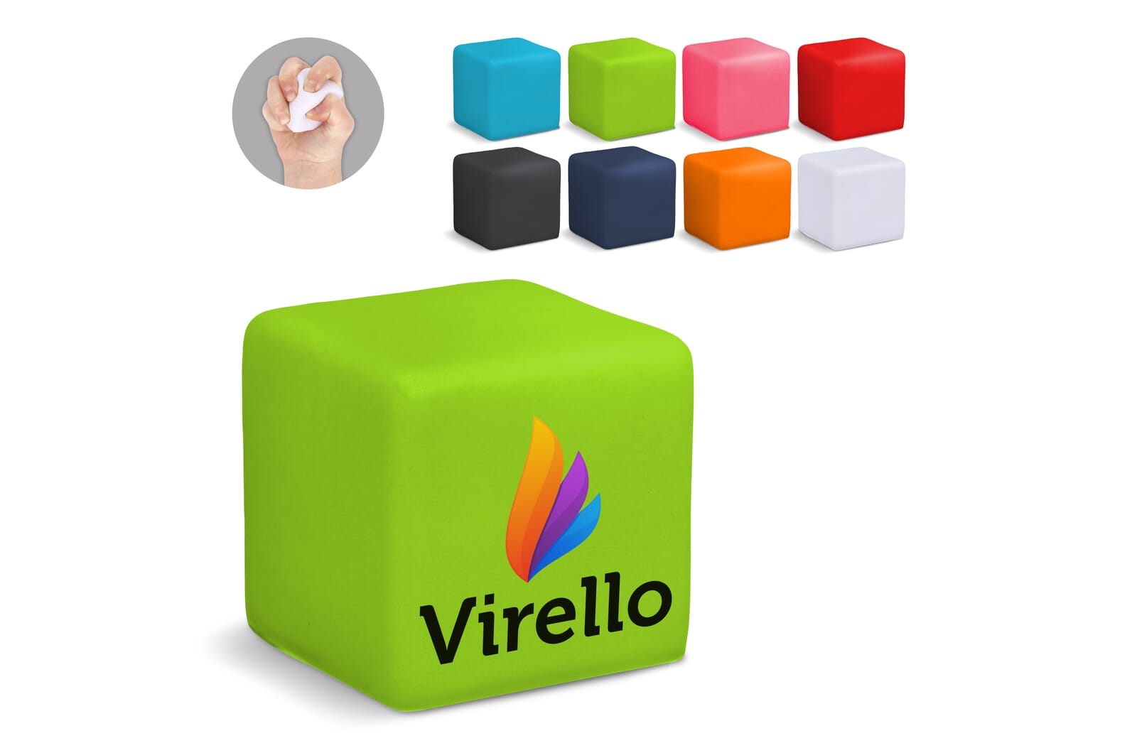 Anti-stress square in PU foam with logo printed with logo