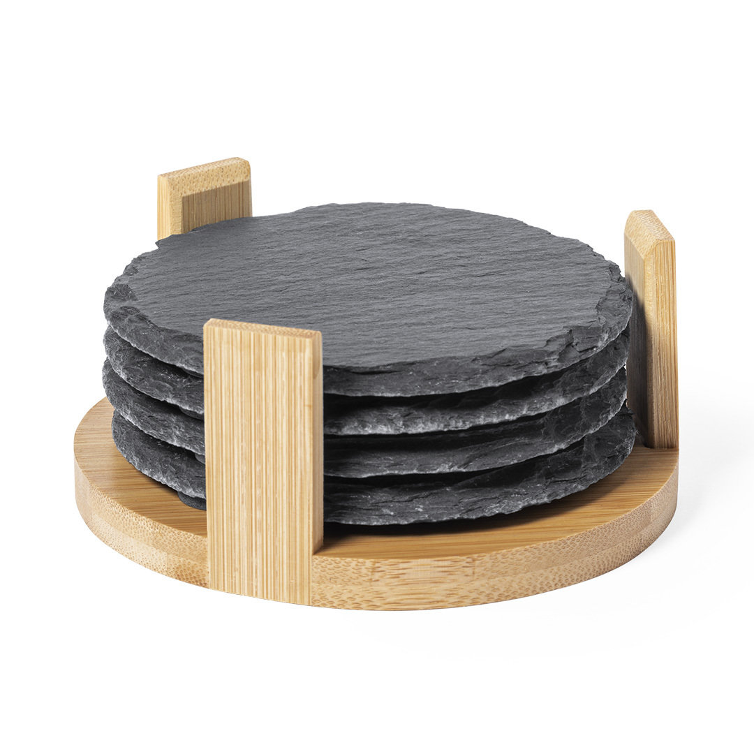 Natural Slate Coasters with Bamboo Holder - Bere Regis