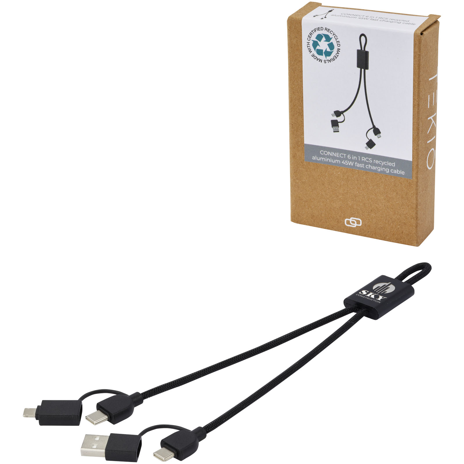 EcoCharge 6-in-1 Multifunction Cable - Waterlooville printed with logo