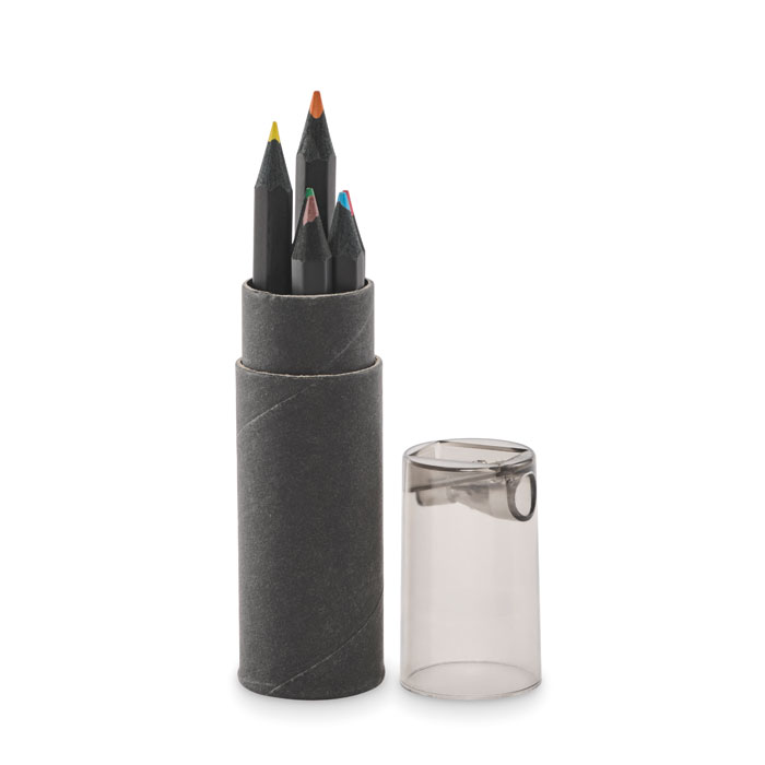 Black Color Pencil Set with Sharpener - Golden Cap