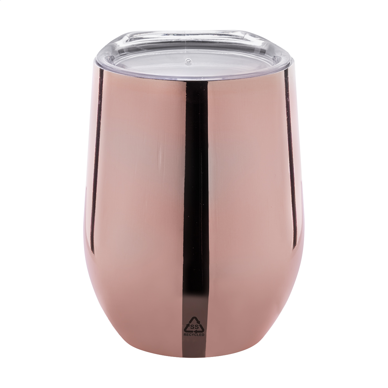 Rebby Oro high-gloss metallic recycled steel thermo cup, 350 ml, with logo