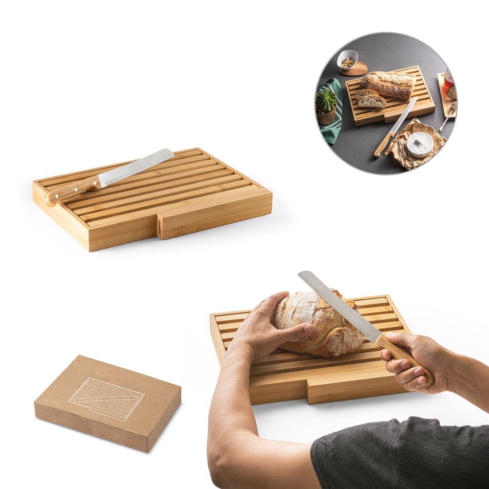 Bamboo Bread Board with Stainless Steel Knife - Nether Wallop - Jedburgh