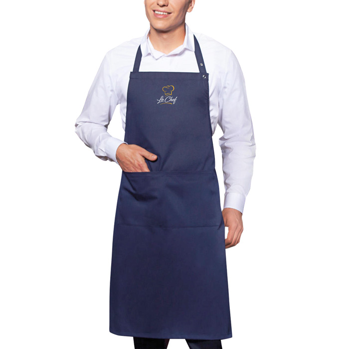 An industrial-use apron made of polyester and cotton that is safe for laundry - Evington