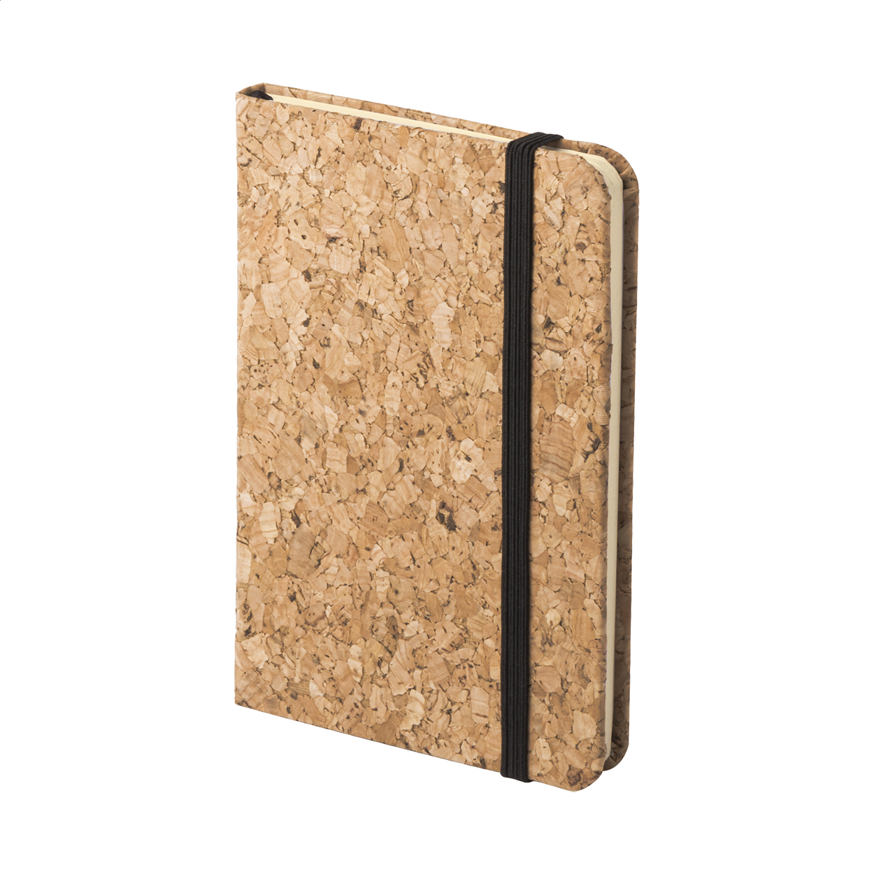 Maamora A6 natural cork notebook with 80 blank sheets and strap printed with logo