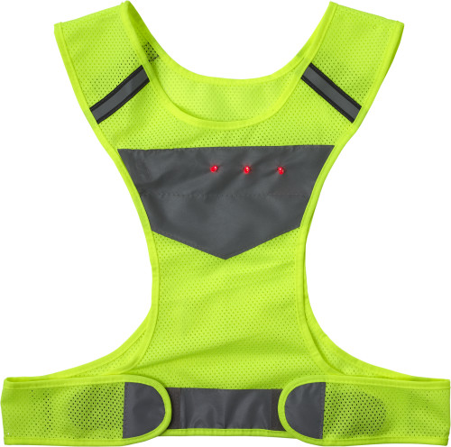 A safety vest made from fluorescent mesh and fitted with lights on it. - Aldbourne