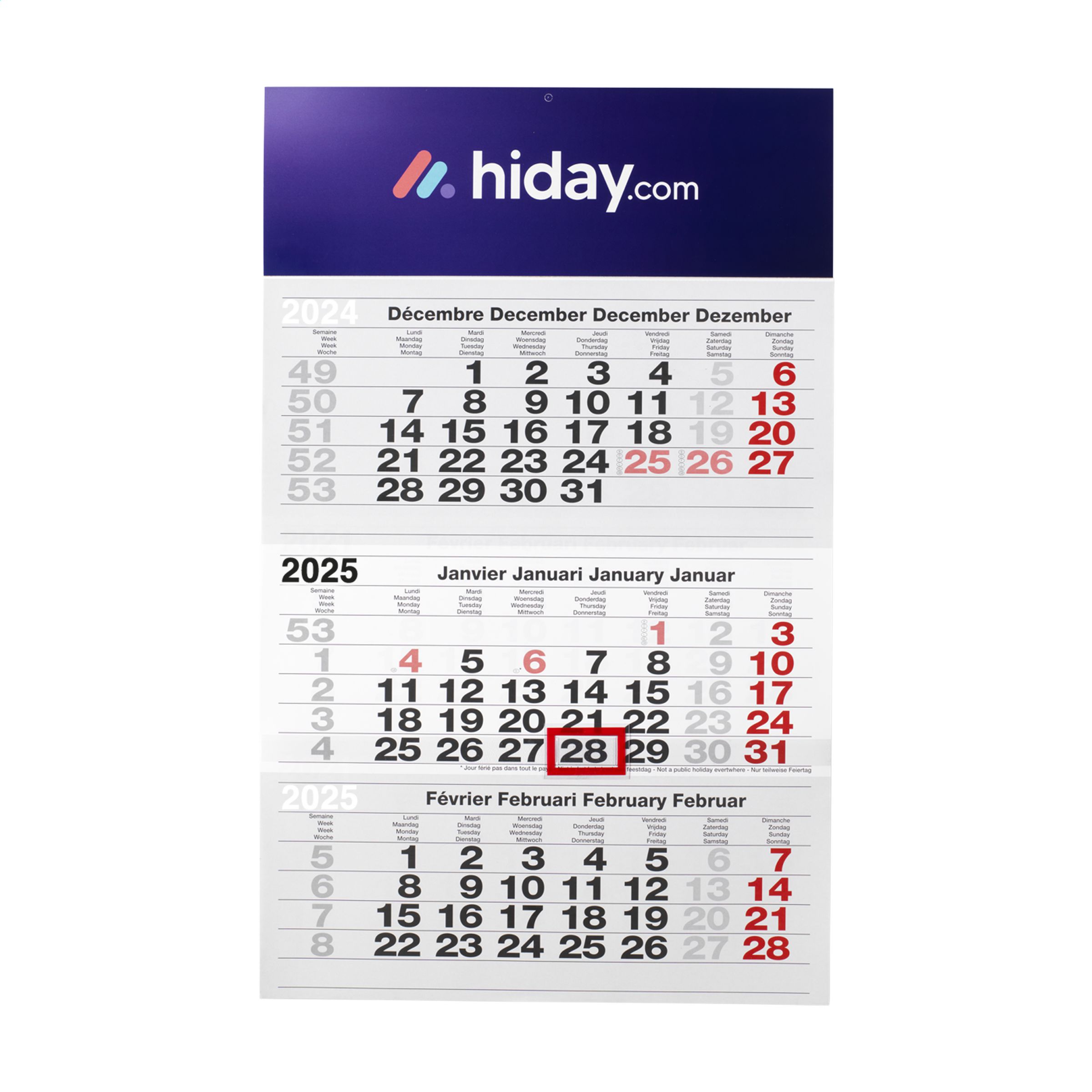 Quadra-Lingual Jumbo Calendar - Newbury