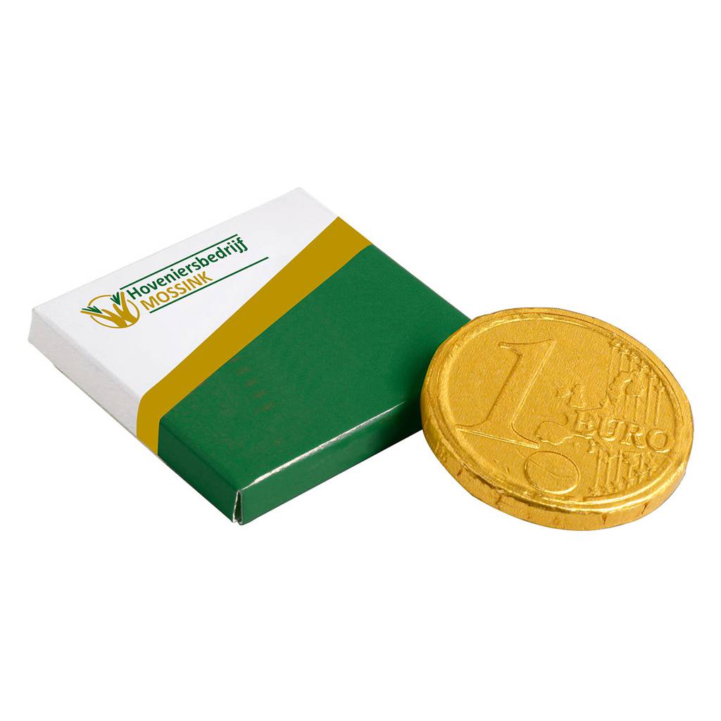 Schokoladenmünze in einer personalisierten Schachtel