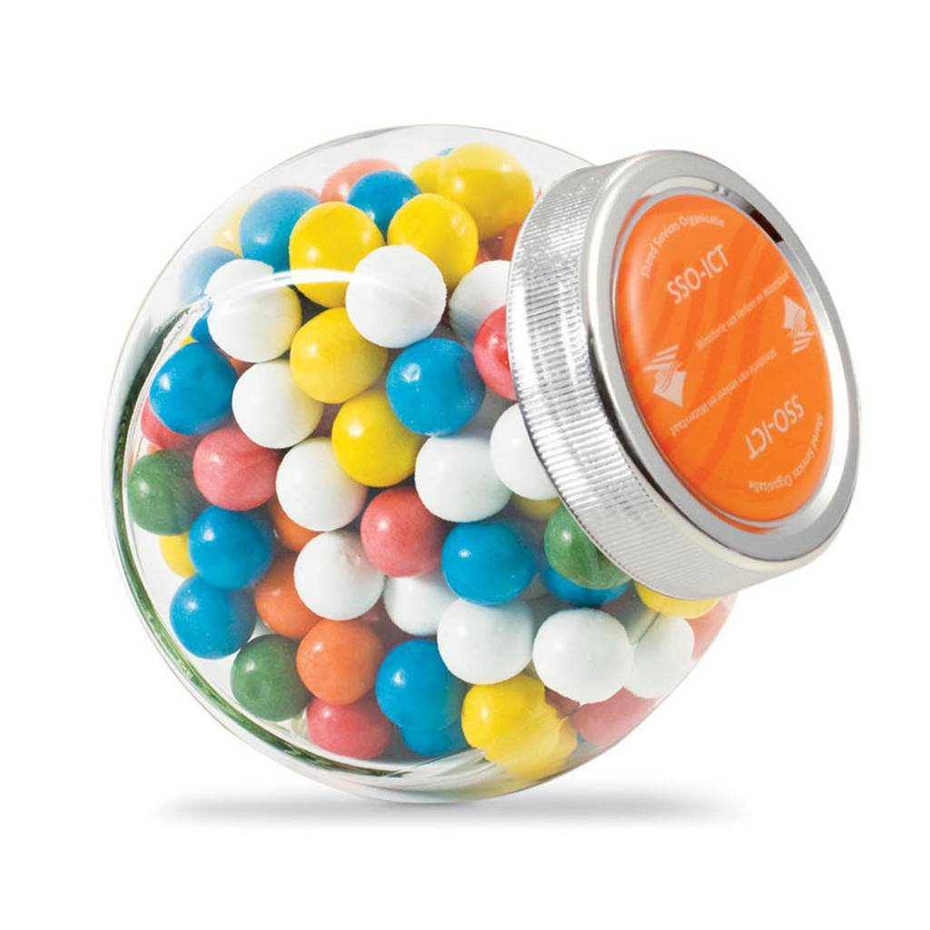 Small Glass Jar with Silver Lid and Stickers - Crowland