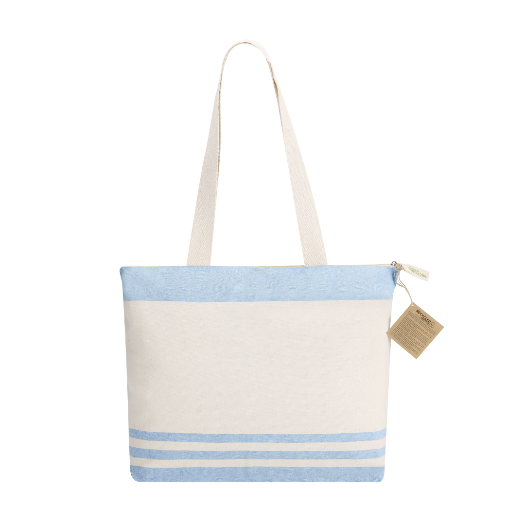 Nature Stripe Recycled Cotton Tote - Old Sodbury printed with logo
