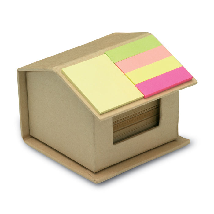 A memo dispenser made from recycled cardboard in the shape of a house. - Rowlands Castle