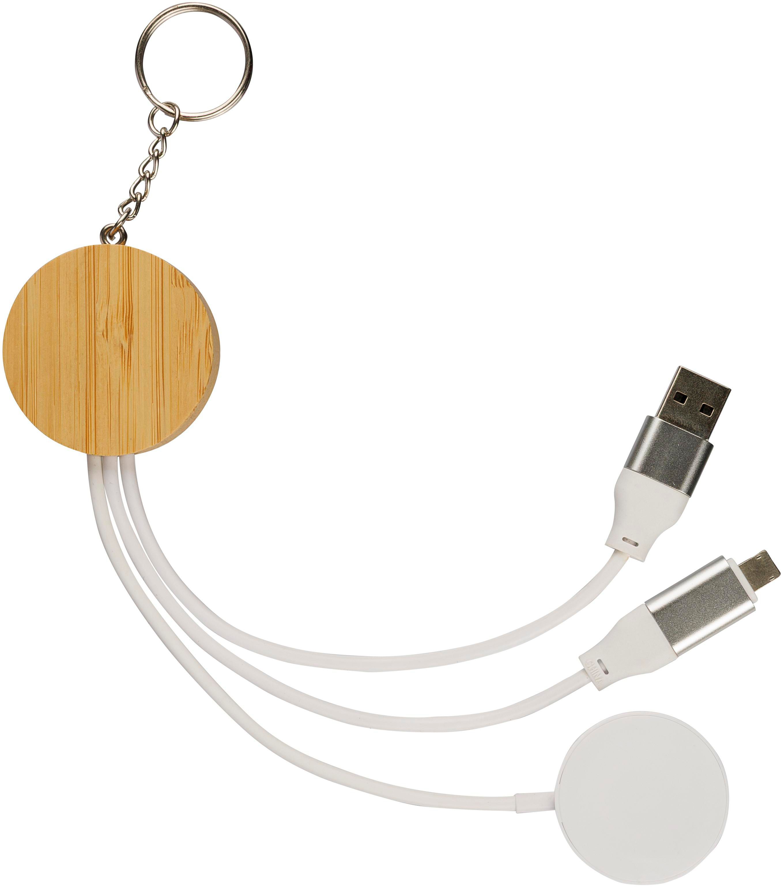 EcoCharge Bamboo Keychain - Kirkby printed with logo