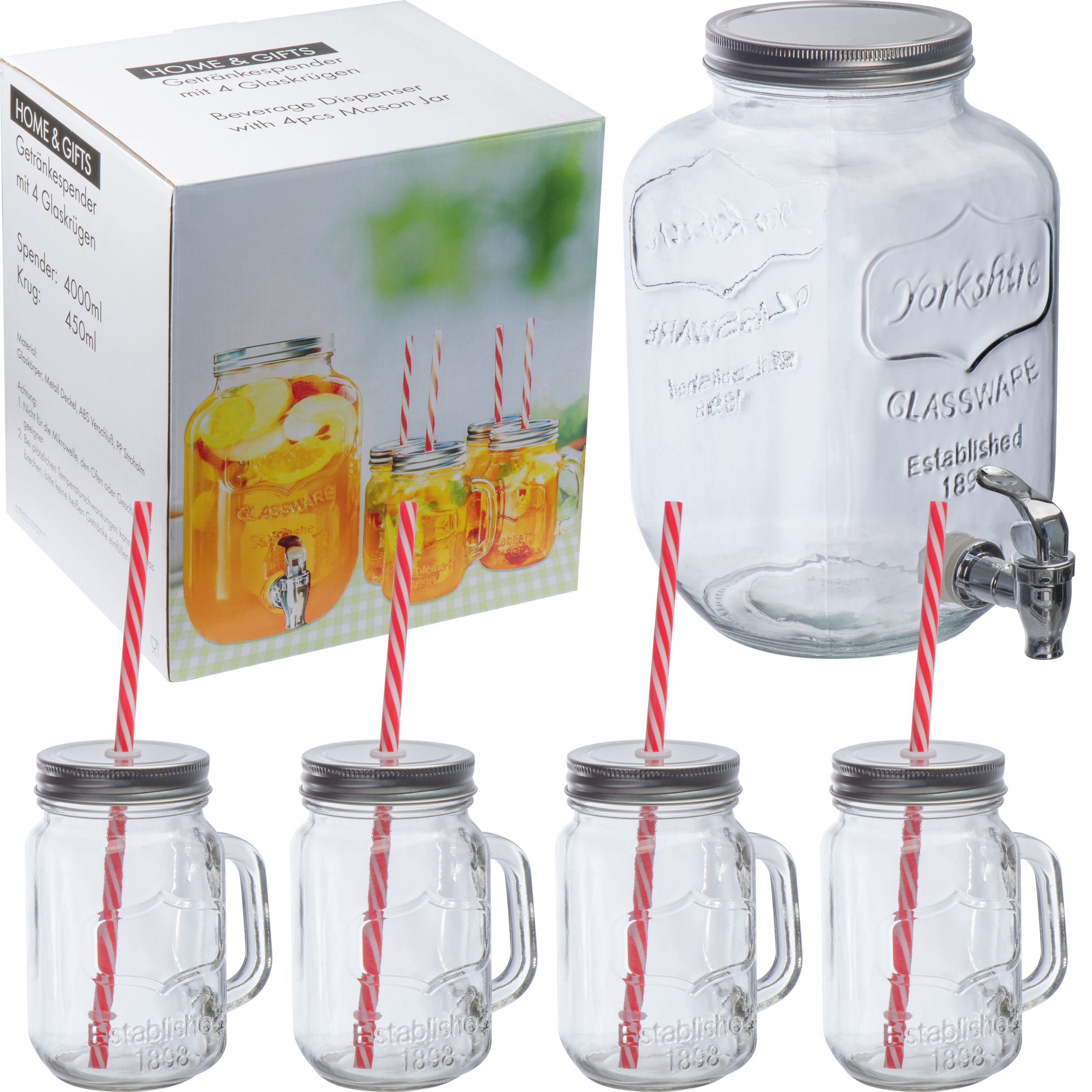 Seasonal Glass Beverage Dispenser Set - Piddletrenthide - Abingdon