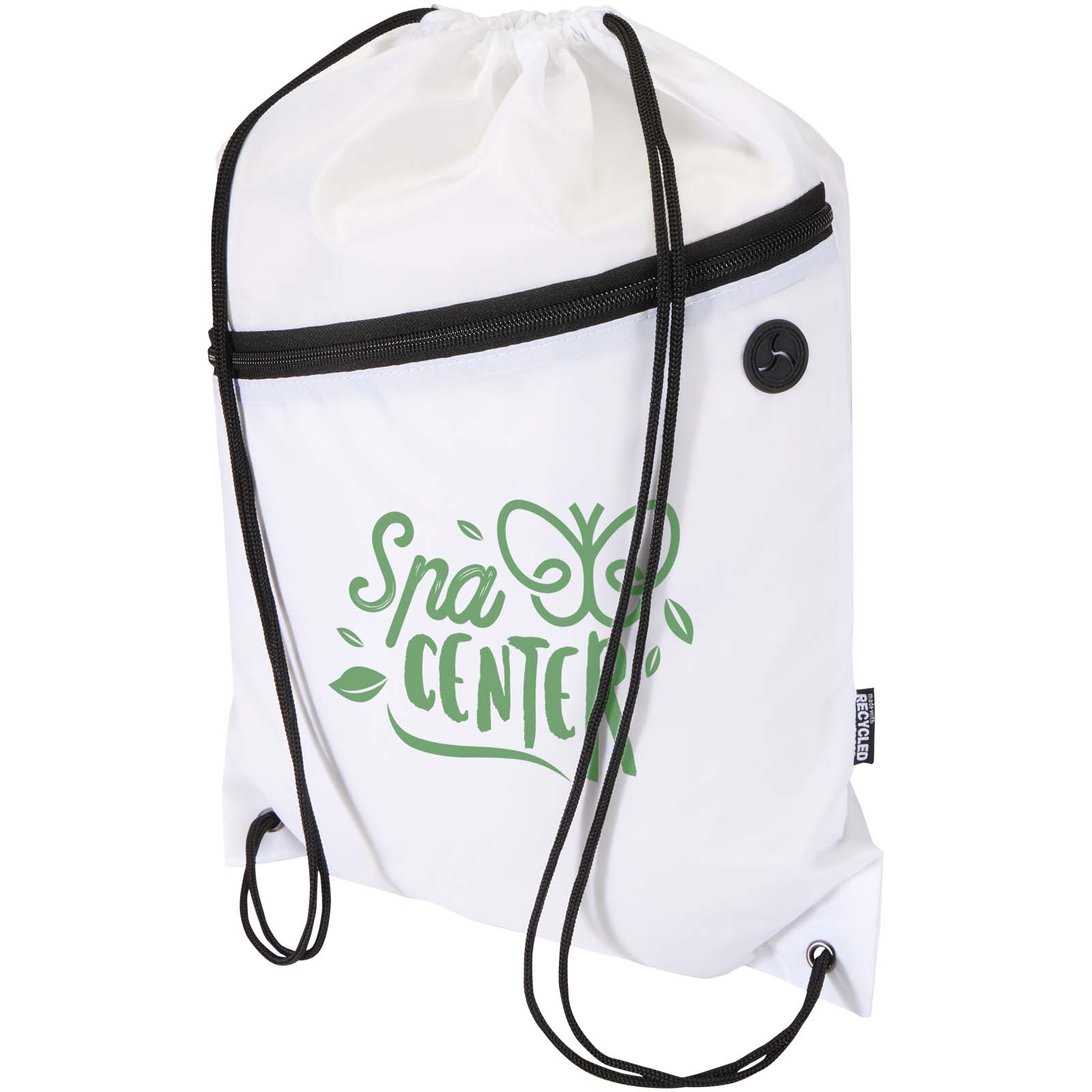 Oriole RPET drawstring bag with zipper front pocket, 5 liters