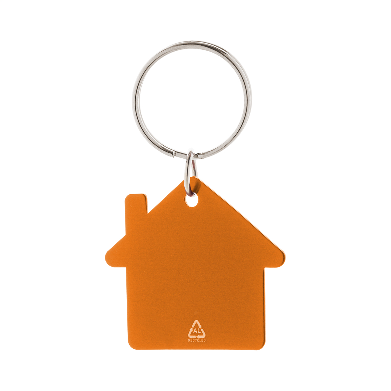 Ralhut Schlüsselanhänger in Hausform aus recyceltem Aluminium mit Logo