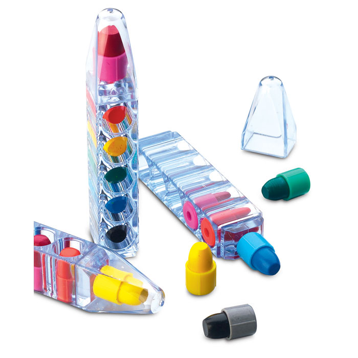Set of Wax Crayons in Transparent Pen-Shaped Container - Hulme